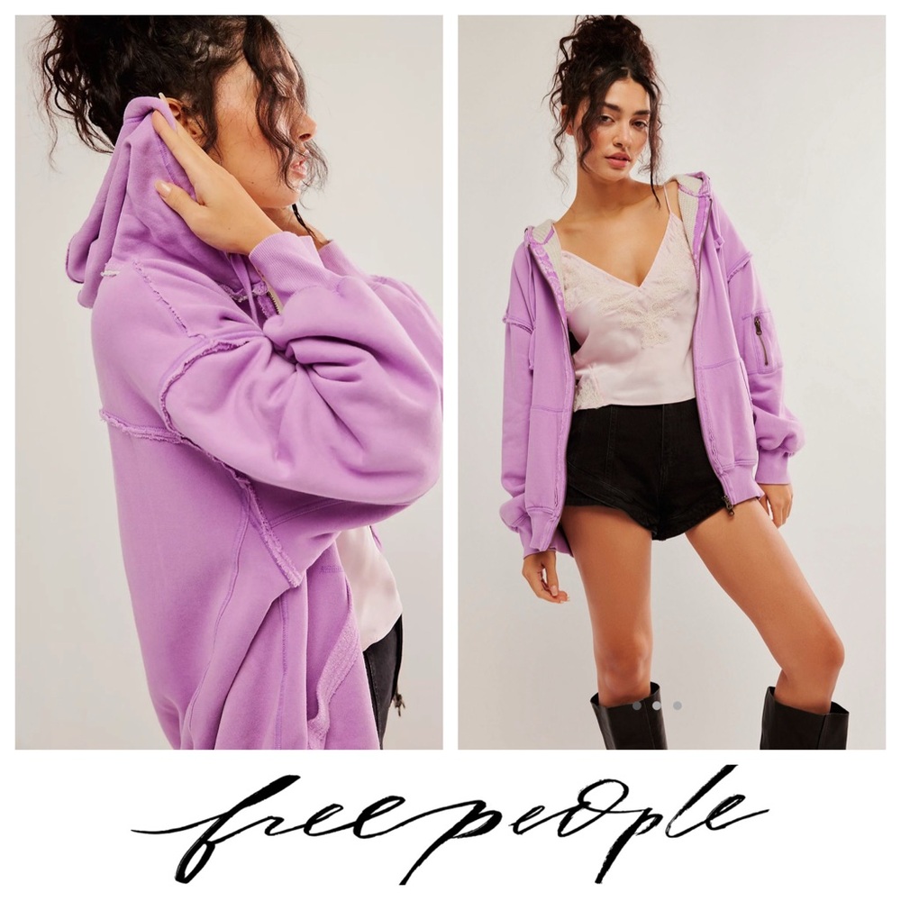 NWT Free People We the Free By Your Side Lined Hoodie in Bubble Tea Combo